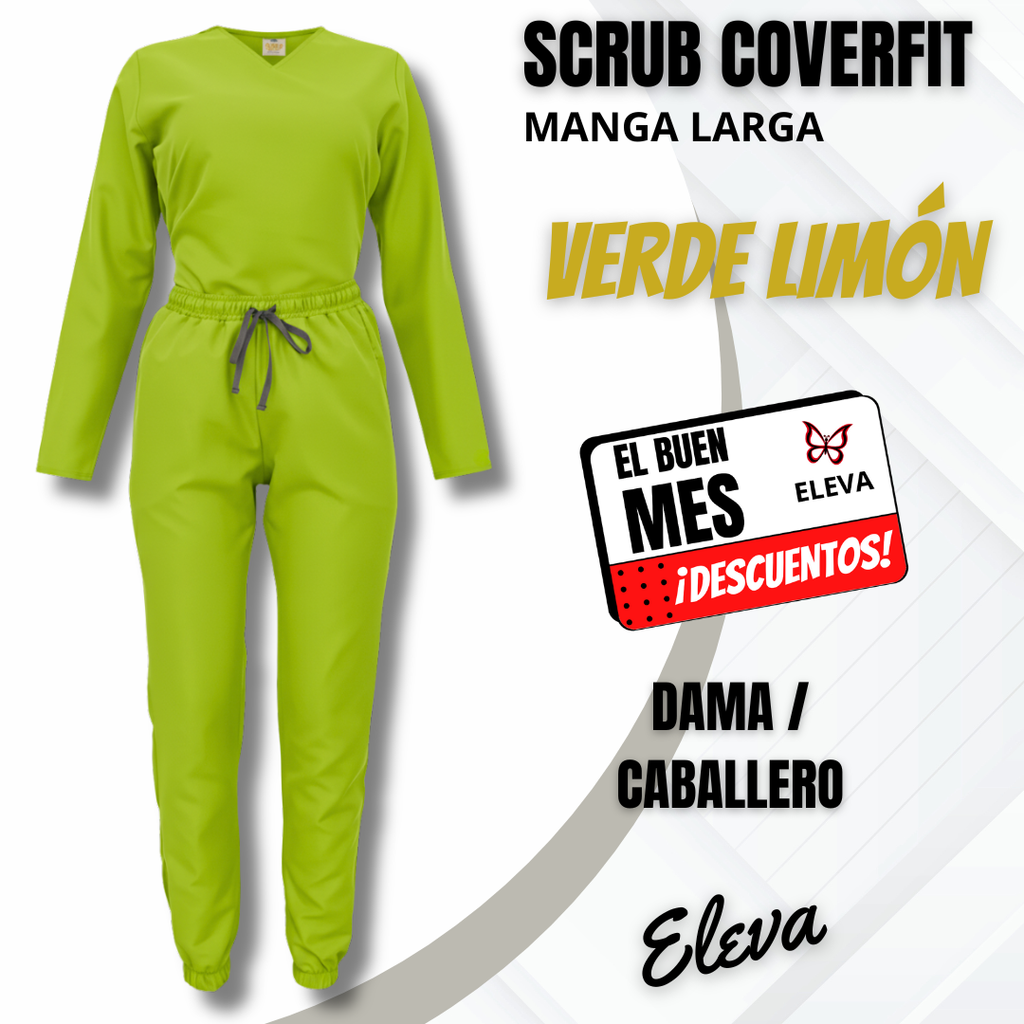 SCRUB COVERFIT VERDE LIMON - MANGA LARGA