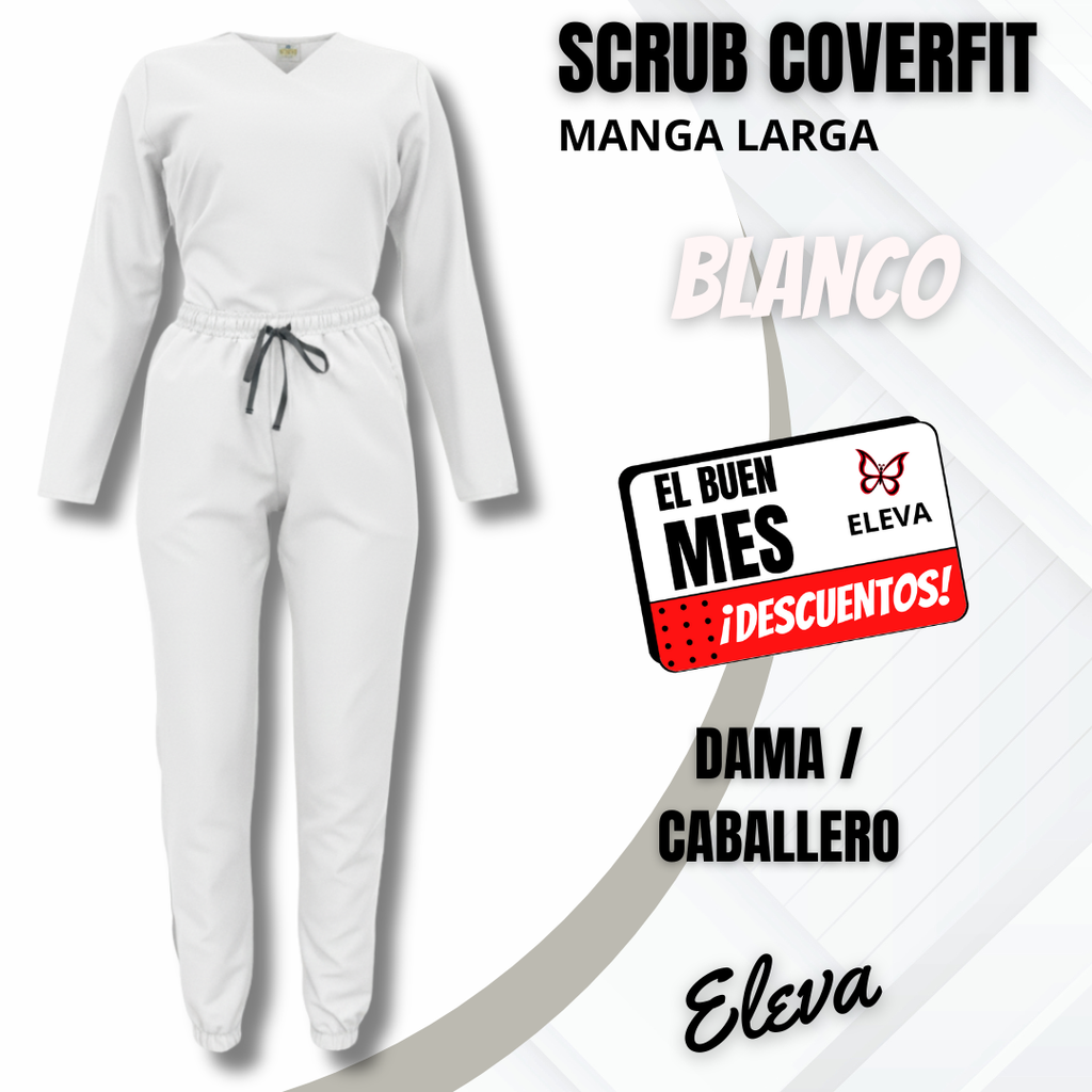 SCRUB COVERFIT BLANCO - MANGA LARGA