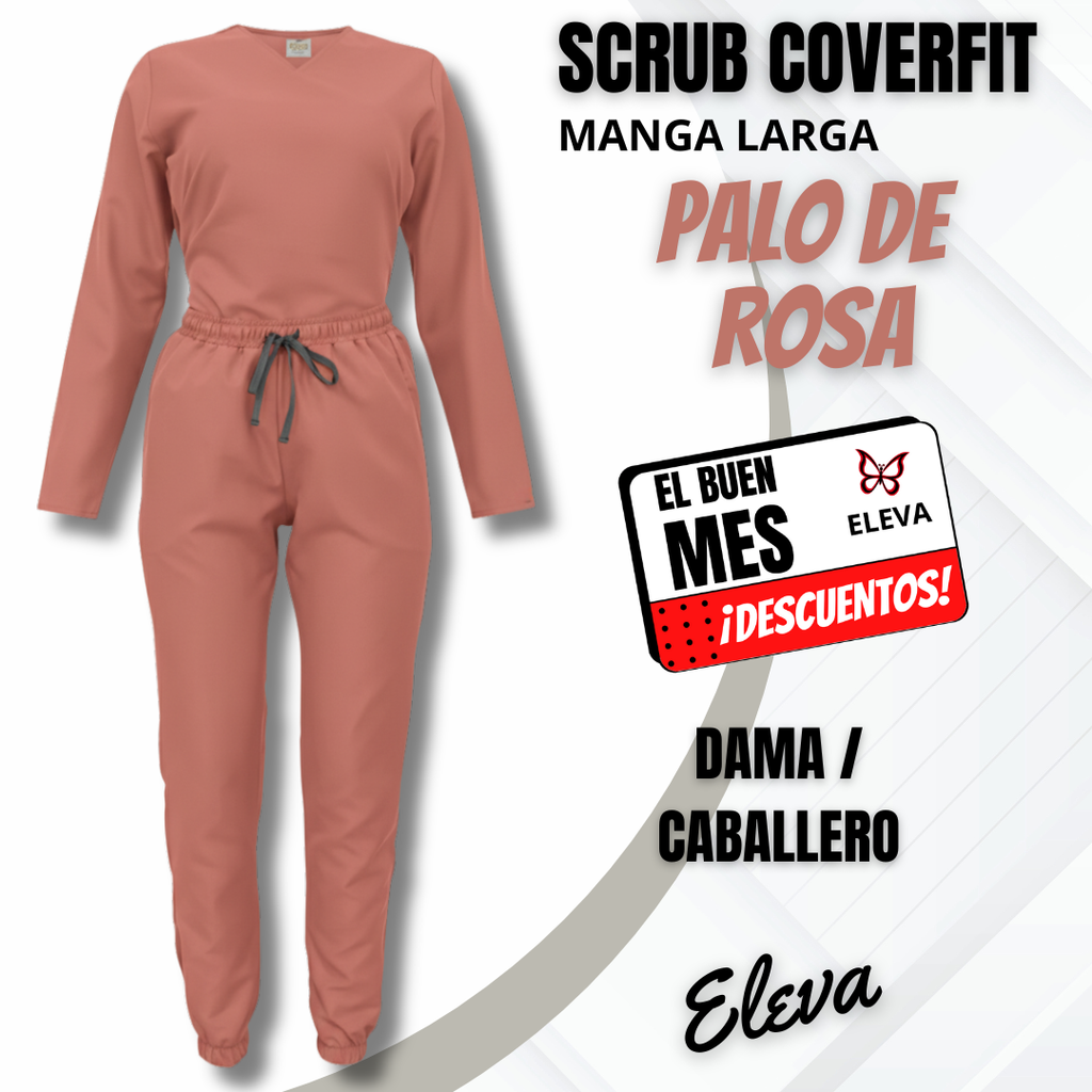 SCRUB COVERFIT PALO DE ROSA - MANGA LARGA
