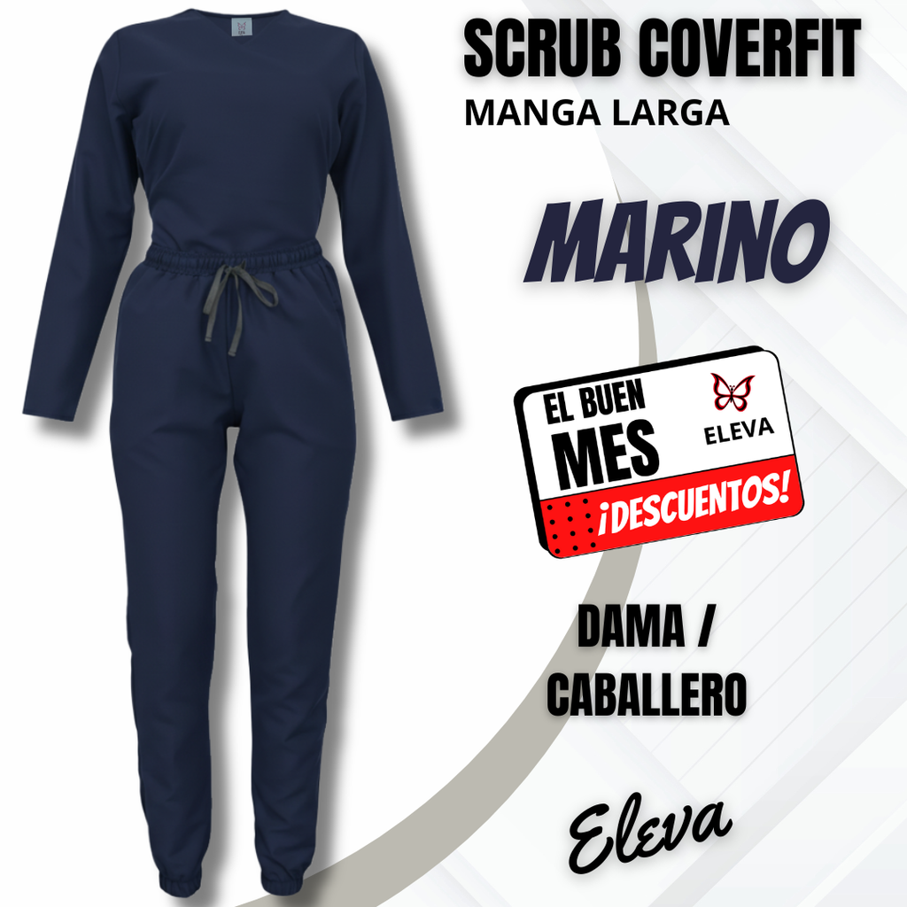 SCRUB COVERFIT MARINO - MANGA LARGA