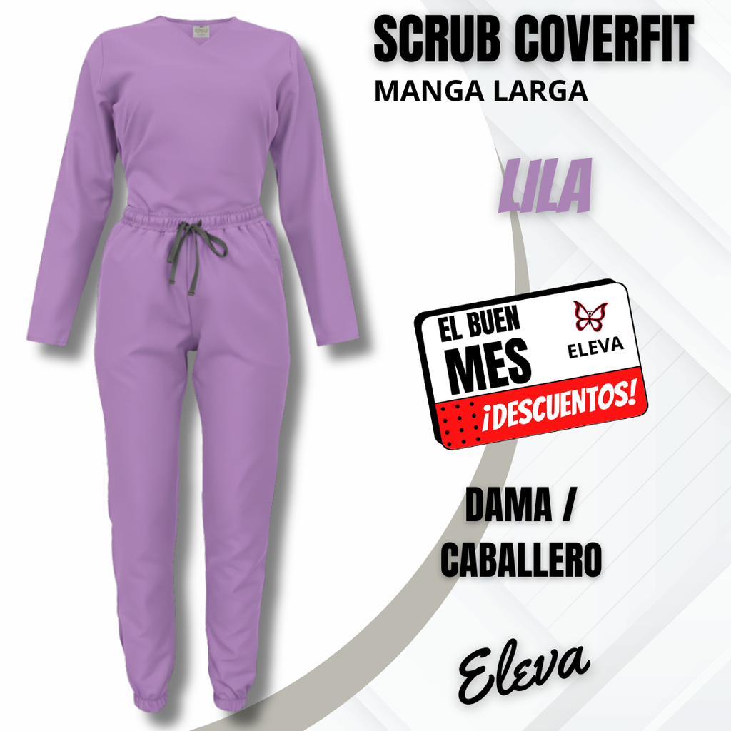 SCRUB COVERFIT LILA - MANGA LARGA