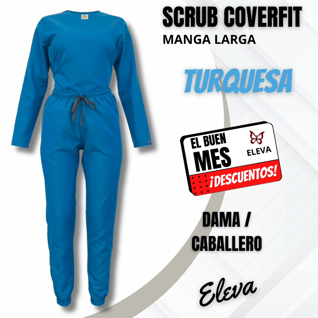 SCRUB COVERFIT TURQUESA - MANGA LARGA