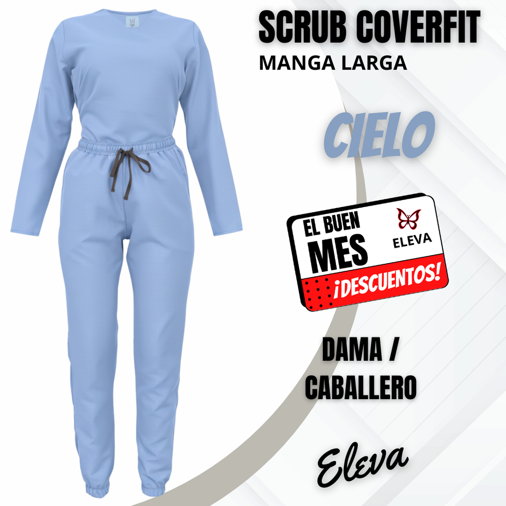 SCRUB COVERFIT CIELO - MANGA LARGA