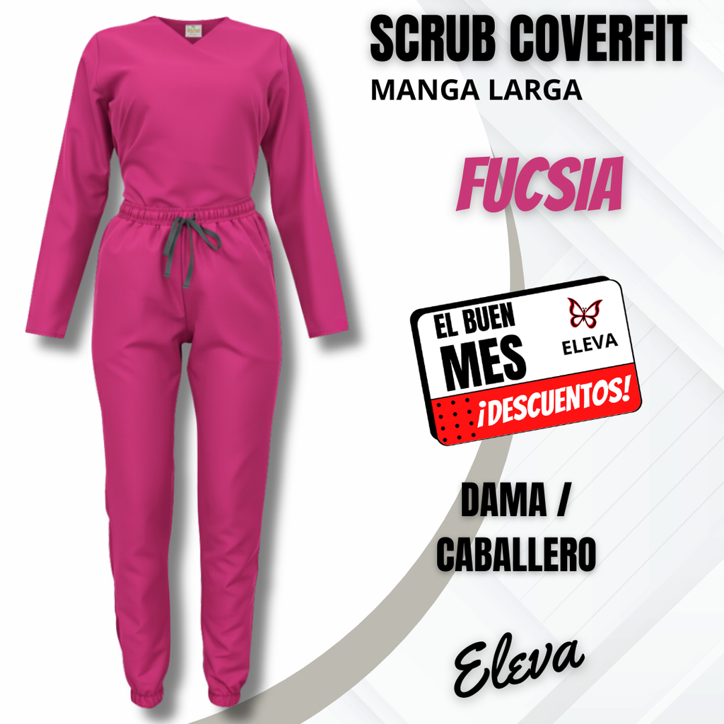 SCRUB COVERFIT FUCSIA - MANGA LARGA