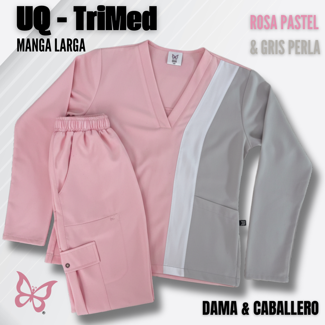 TRIMED manga larga - ROSA PASTEL & GRIS PERLA