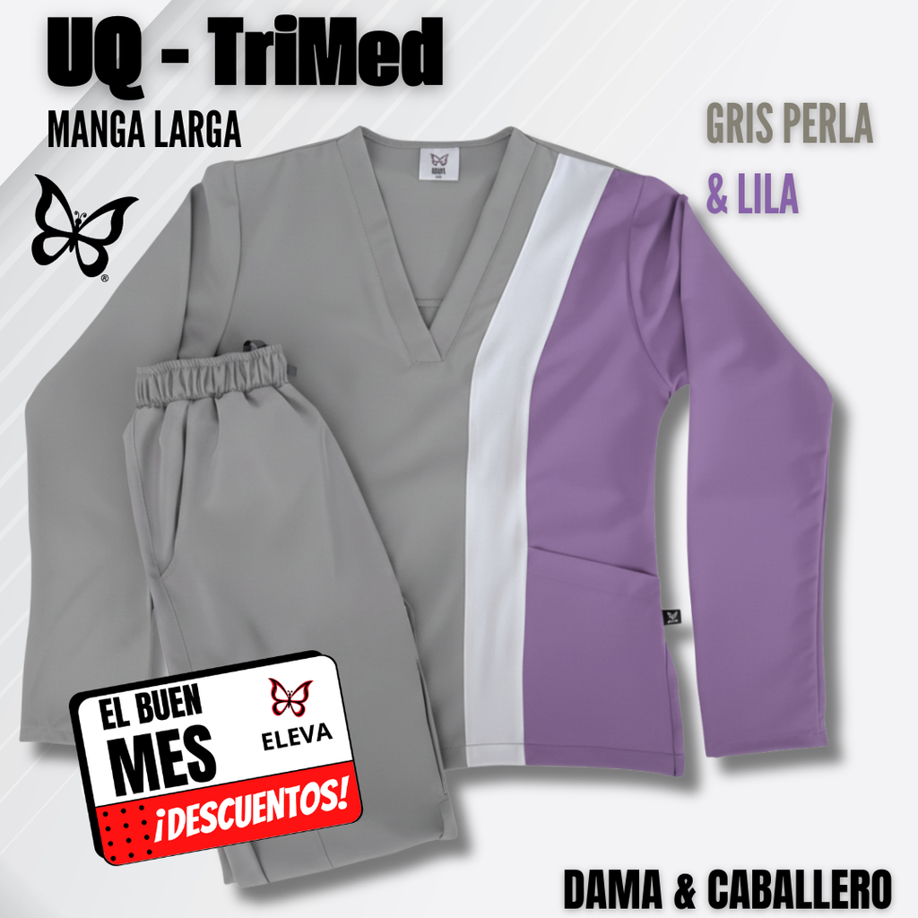 TRIMED manga larga - GRIS PERLA & LILA