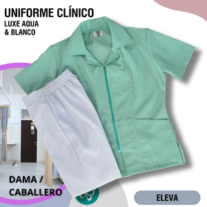 UNIFORME CLÍNICO LUXE - AQUA & BLANCO