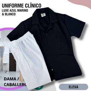 UNIFORME CLÍNICO LUXE - AZUL MARINO & BLANCO