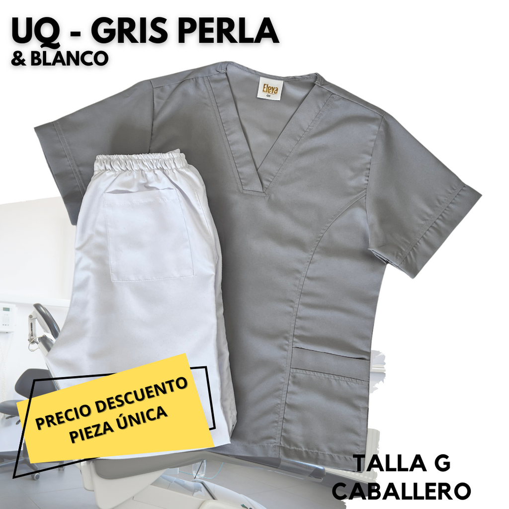 PIEZA ÚNICA - UQ GRIS PERLA & BLANCO LISO TALLA G CABALLERO