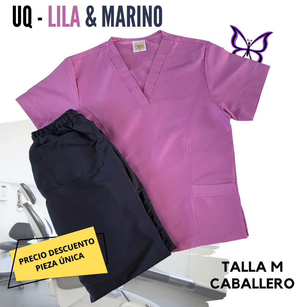 PIEZA ÚNICA - UNIFORME DE LINEA LILA & MARINO LISO TALLA M CABALLERO