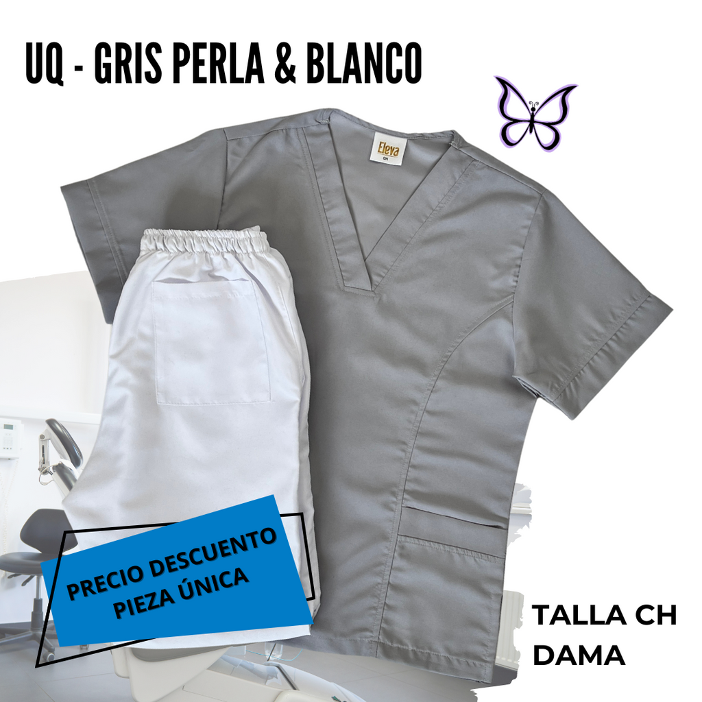 PIEZA ÚNICA - UQ GRIS PERLA & BLANCO LISO TALLA CH DAMA