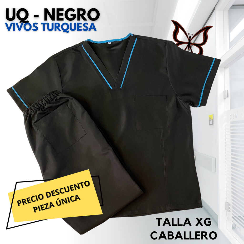 PIEZA ÚNICA - UQ DE LINEA NEGRO VIVOS TURQUESA TALLA XG CABALLERO