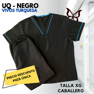 PIEZA ÚNICA - UQ DE LINEA NEGRO VIVOS TURQUESA TALLA XG CABALLERO