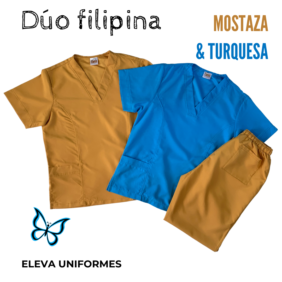 DÚO FILIPINA - MOSTAZA&TURQUESA