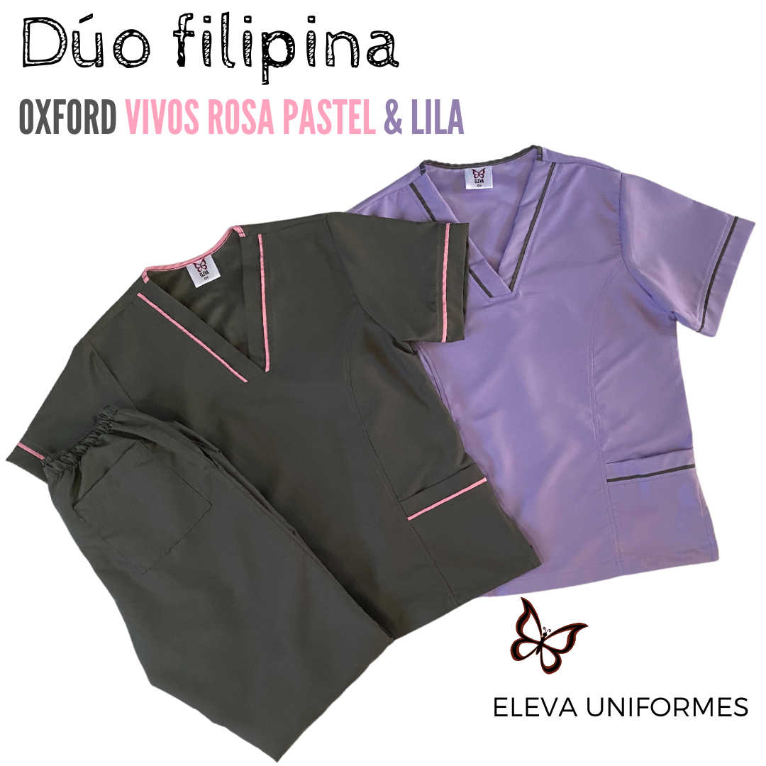 DÚO FILIPINA - OXFORD vivos ROSA PASTEL & LILA