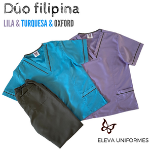 DÚO FILIPINA - LILA & TURQUESA & OXFORD