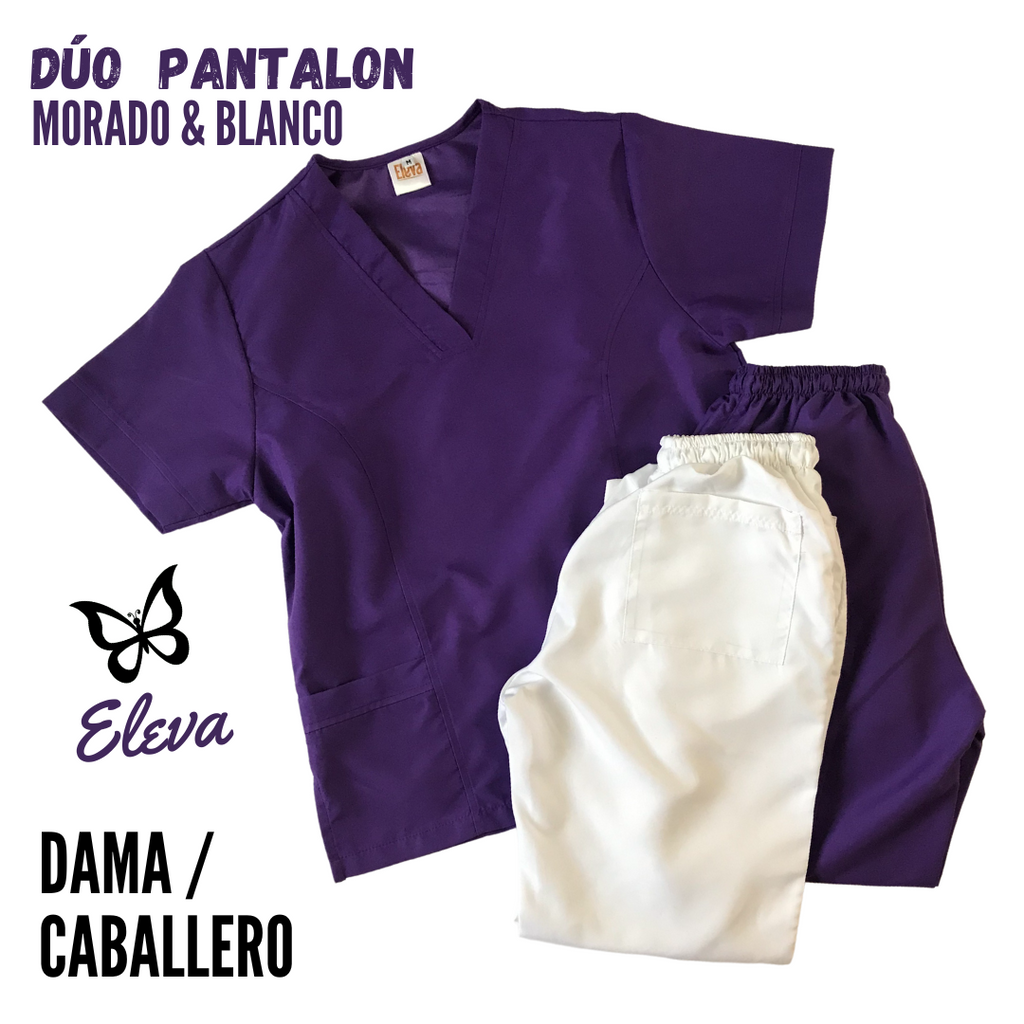 DÚO PANTALÓN - MORADO & BLANCO