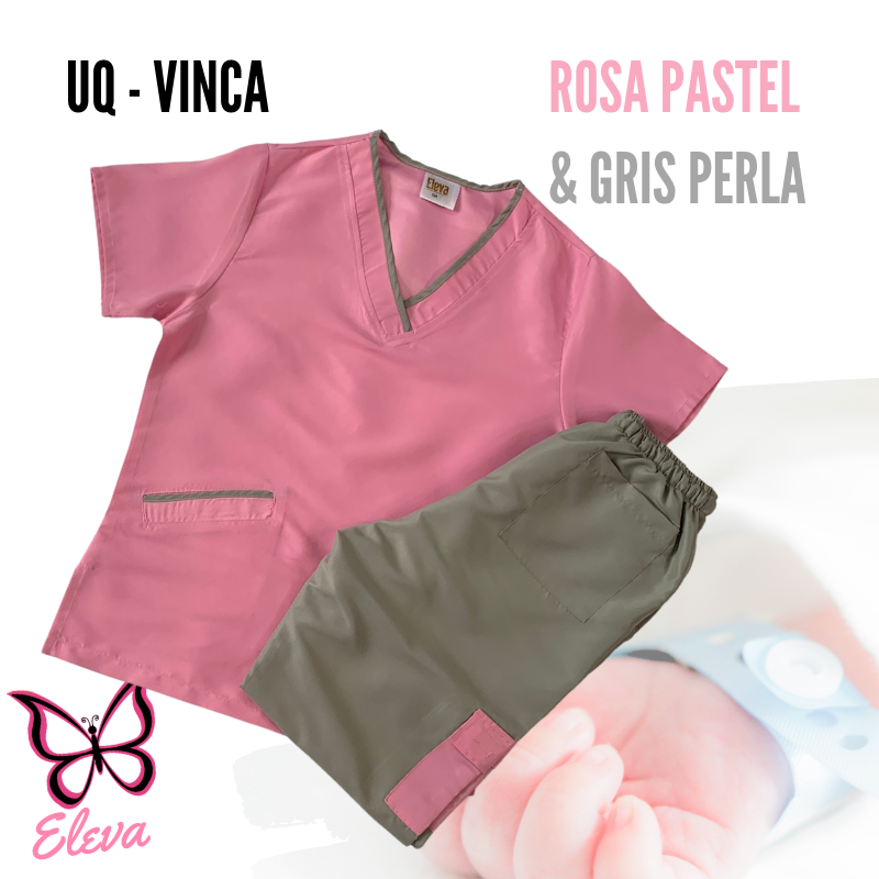 UQ - VINCA ROSA PASTEL & GRIS PERLA